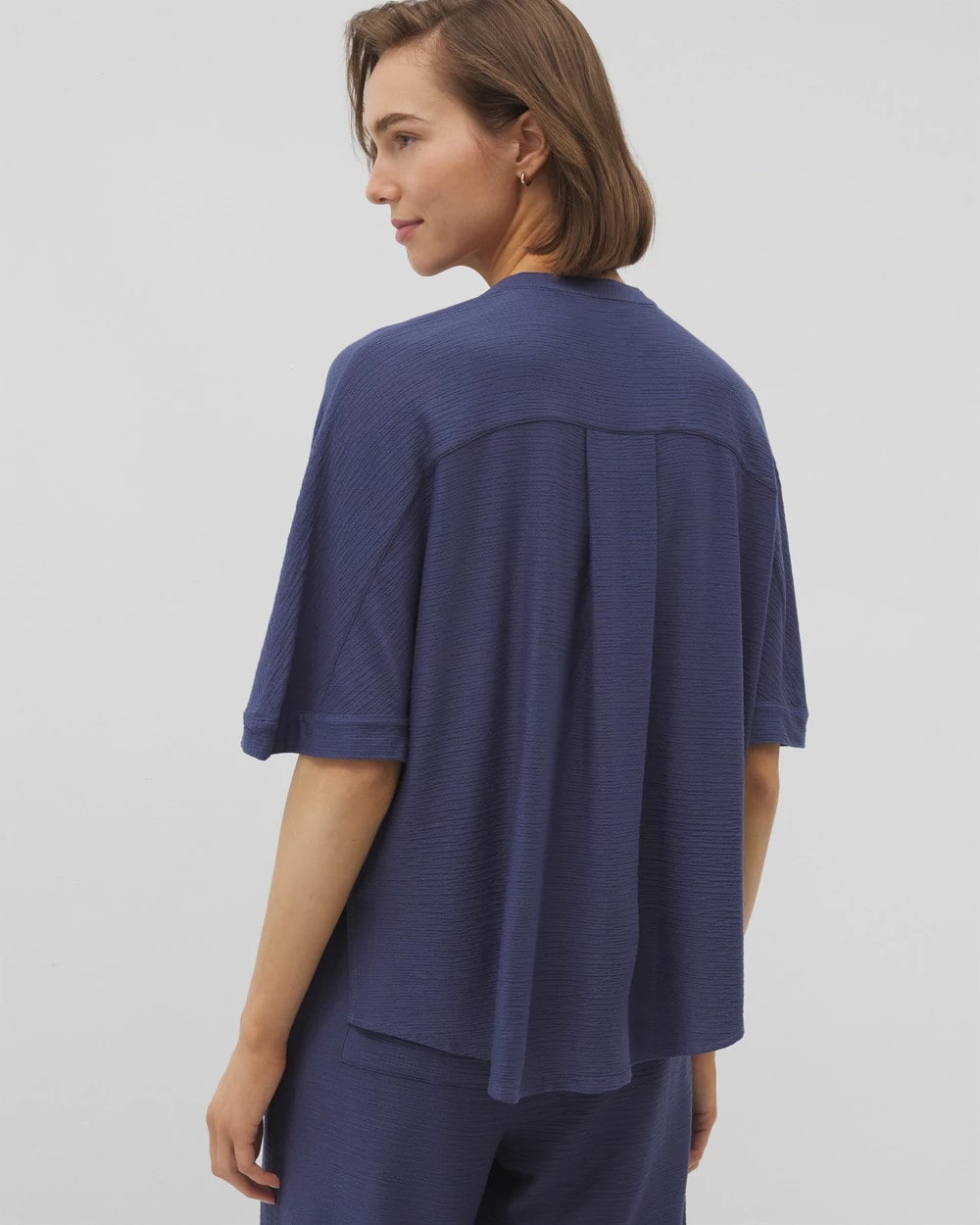 LUNAR TIDE - Crinkle Knit Relaxed Button-Up Top | Soma