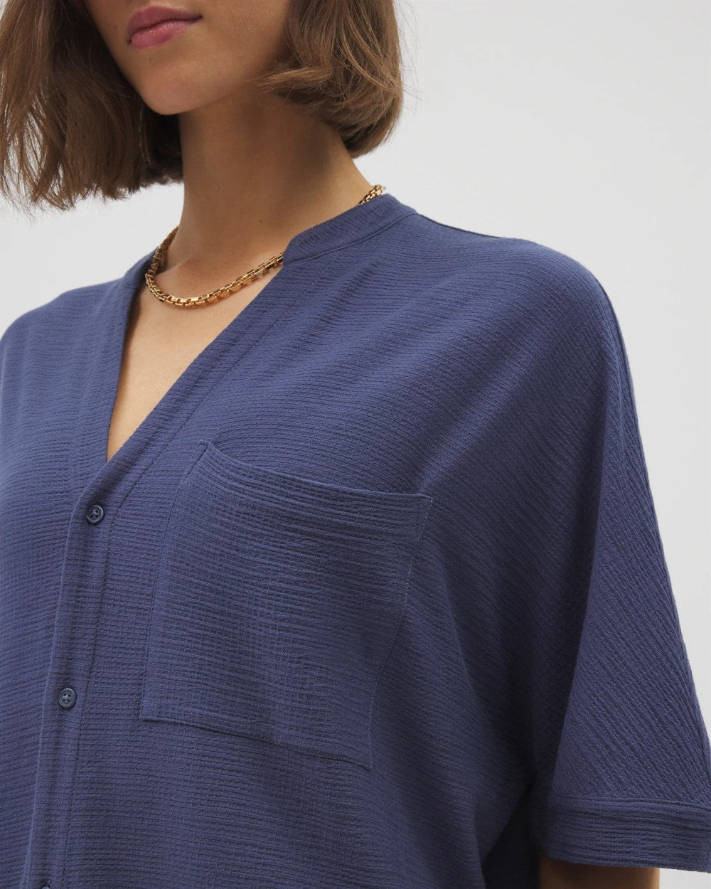 LUNAR TIDE - Crinkle Knit Relaxed Button-Up Top | Soma