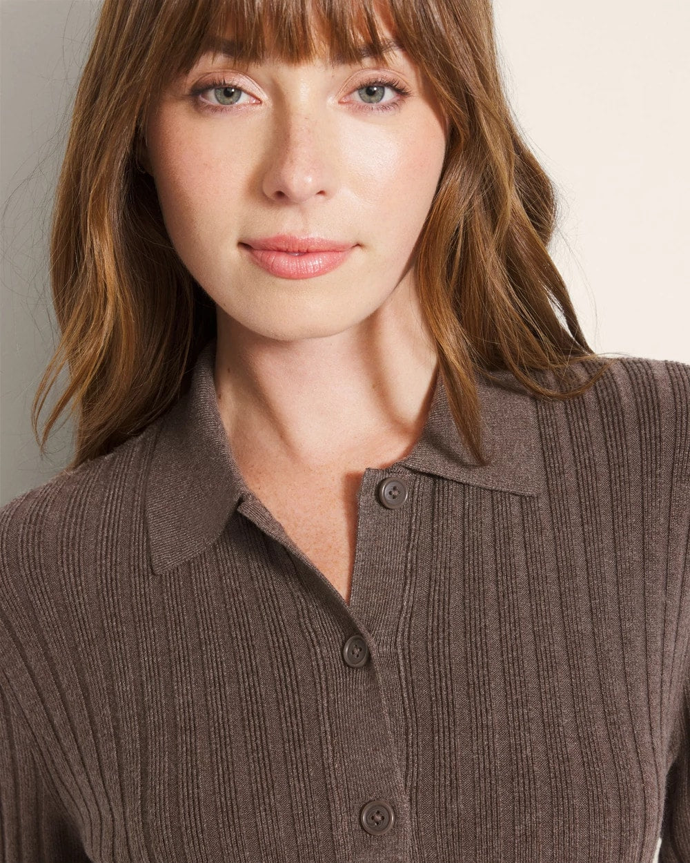 HEATHER COCOA - Button-Up Sweater | Soma