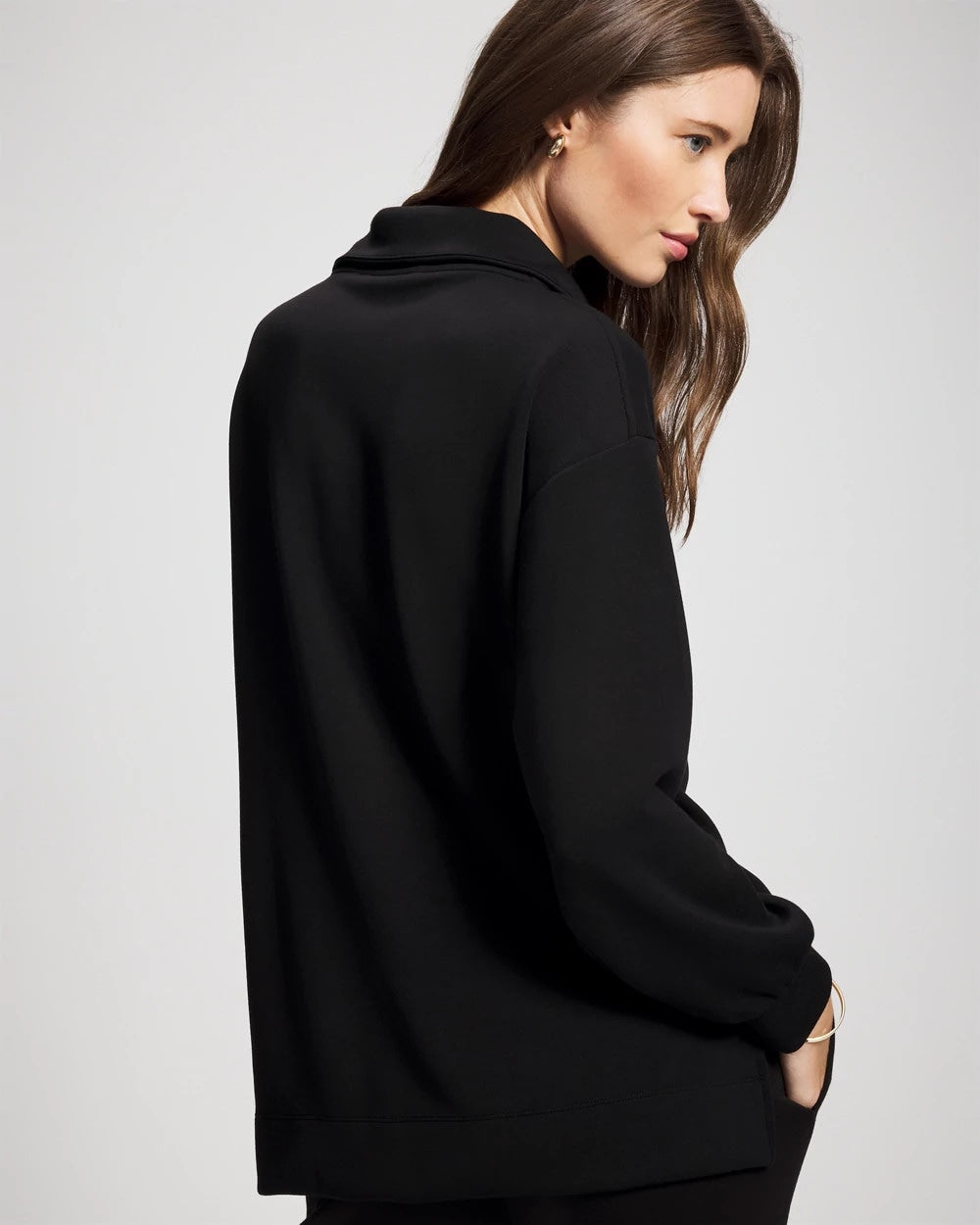BLACK - Modern Modal Quarter Zip Sweatshirt | Soma