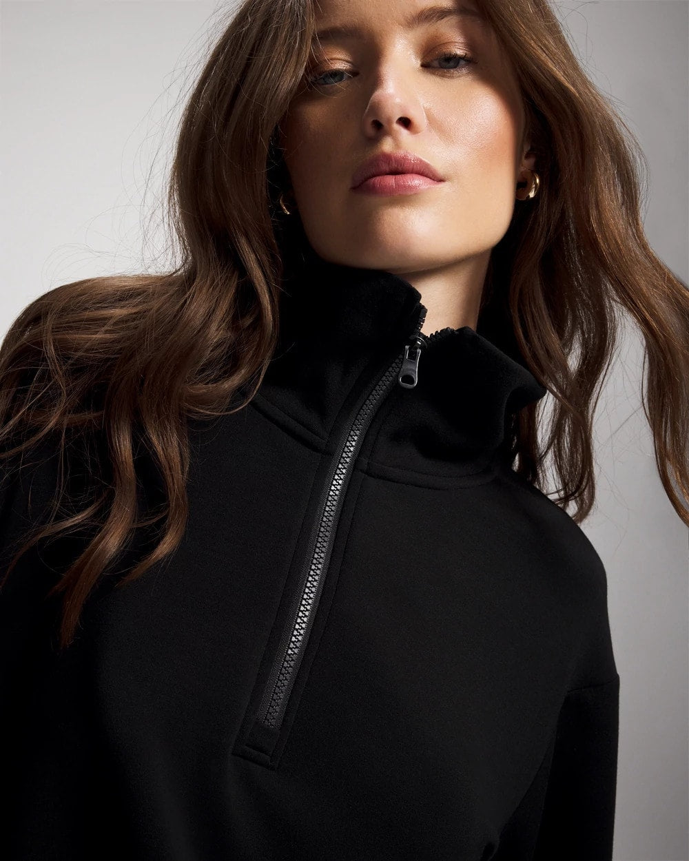 BLACK - Modern Modal Quarter Zip Sweatshirt | Soma