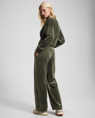 DARK SAGE - Velour Straight Leg Pants | Soma