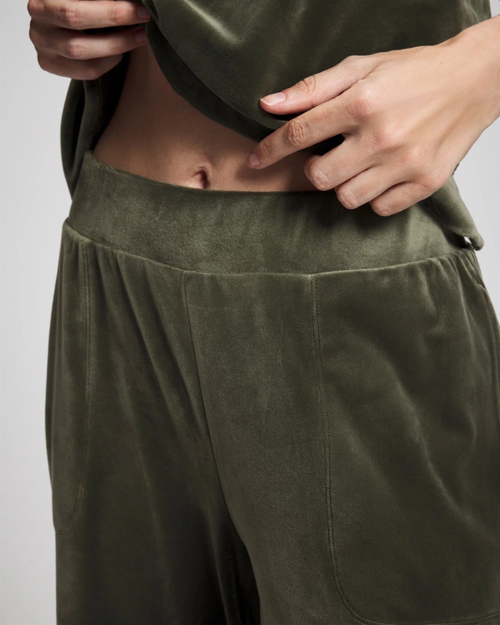 DARK SAGE - Velour Straight Leg Pants | Soma