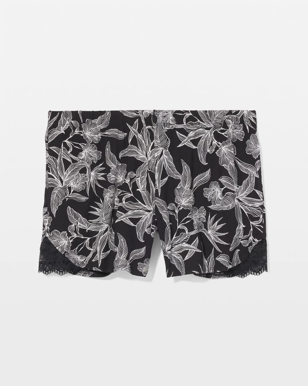 PLUMERIA BLOOMS BLK CH - Lace-Trim Pajama Shorts | Soma