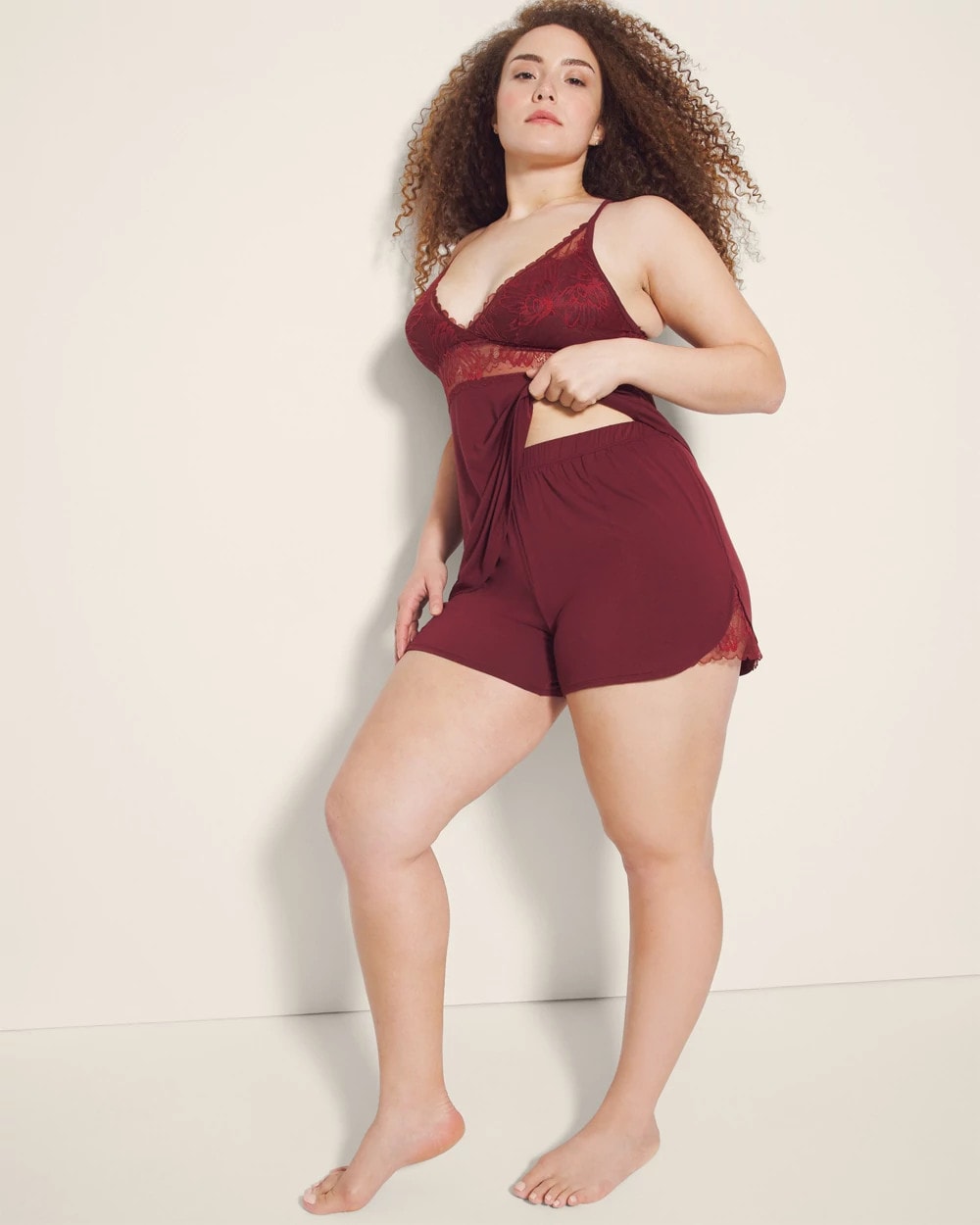 VERMILLION - Lace Trim Pajama Shorts | Soma
