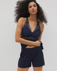 NIGHTFALL NAVY - Lace Trim Pajama Shorts | Soma