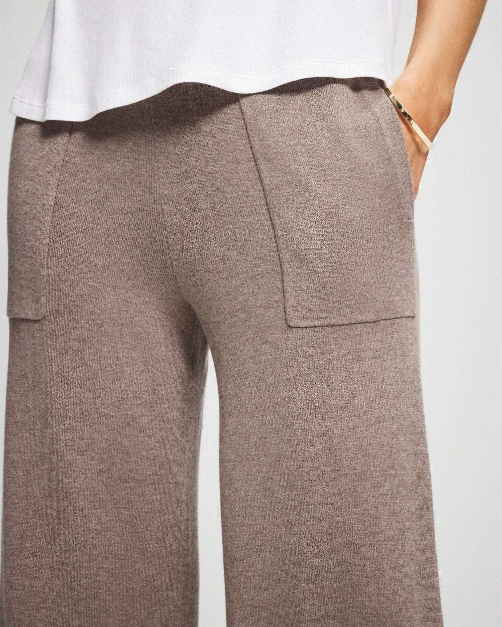 HEATHER FAWN - Premier Knit Sweater Wide Leg Pant | Soma
