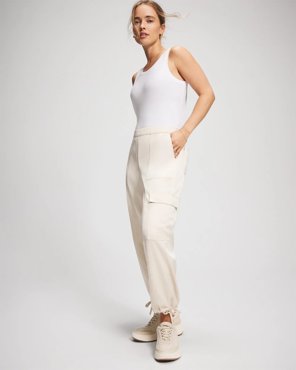 PARCHMENT - Satin Relaxed Cargo Pant | Soma