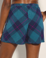BUNDLE UP PLAID BIAS TEAL - Pajama Shorts | Soma