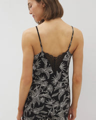 PLUMERIA BLOOMS BLK CH - Lace Trim Pajama Cami | Soma