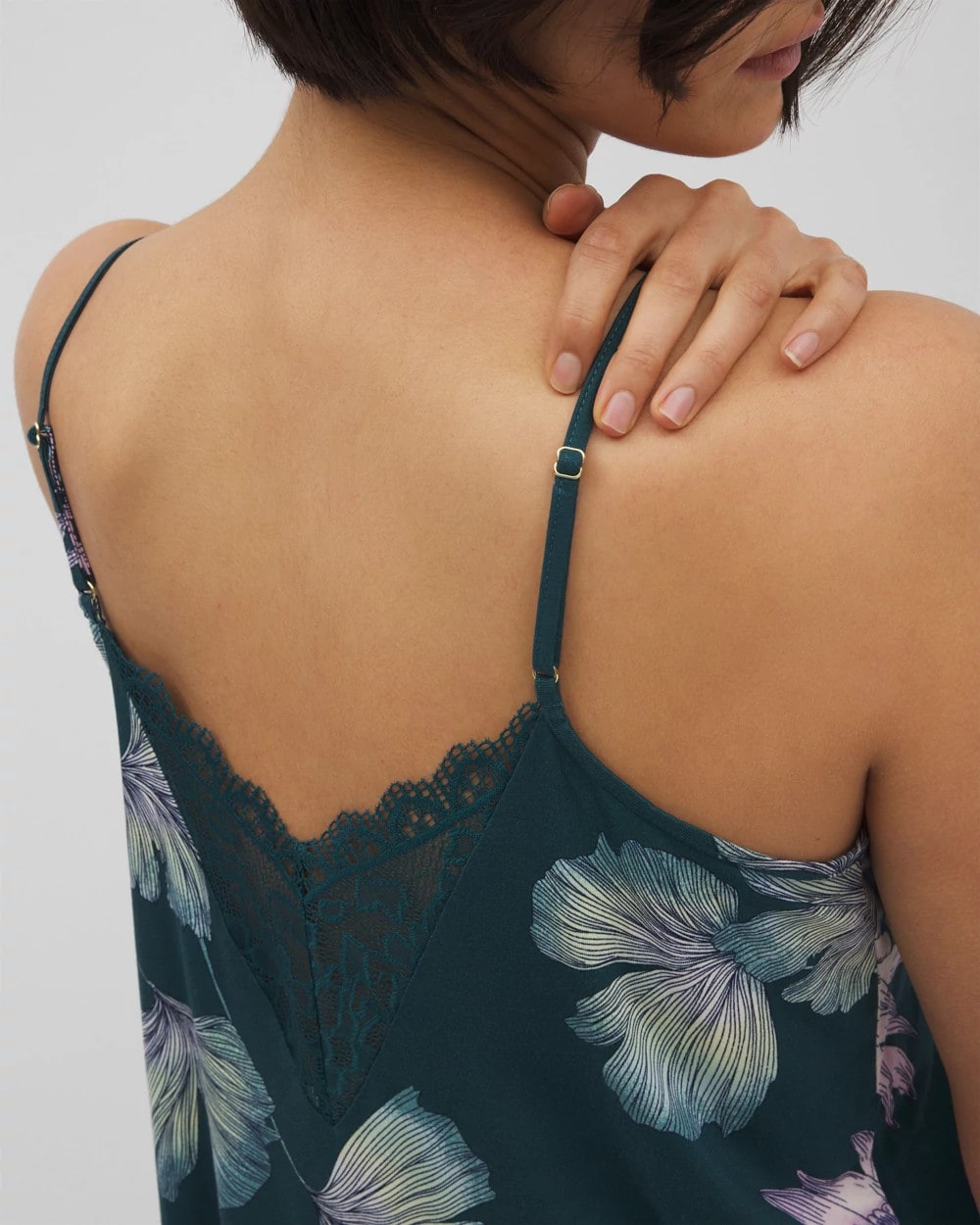 HAVEN BOTANICAL DARK SEA - Lace Trim Pajama Cami | Soma