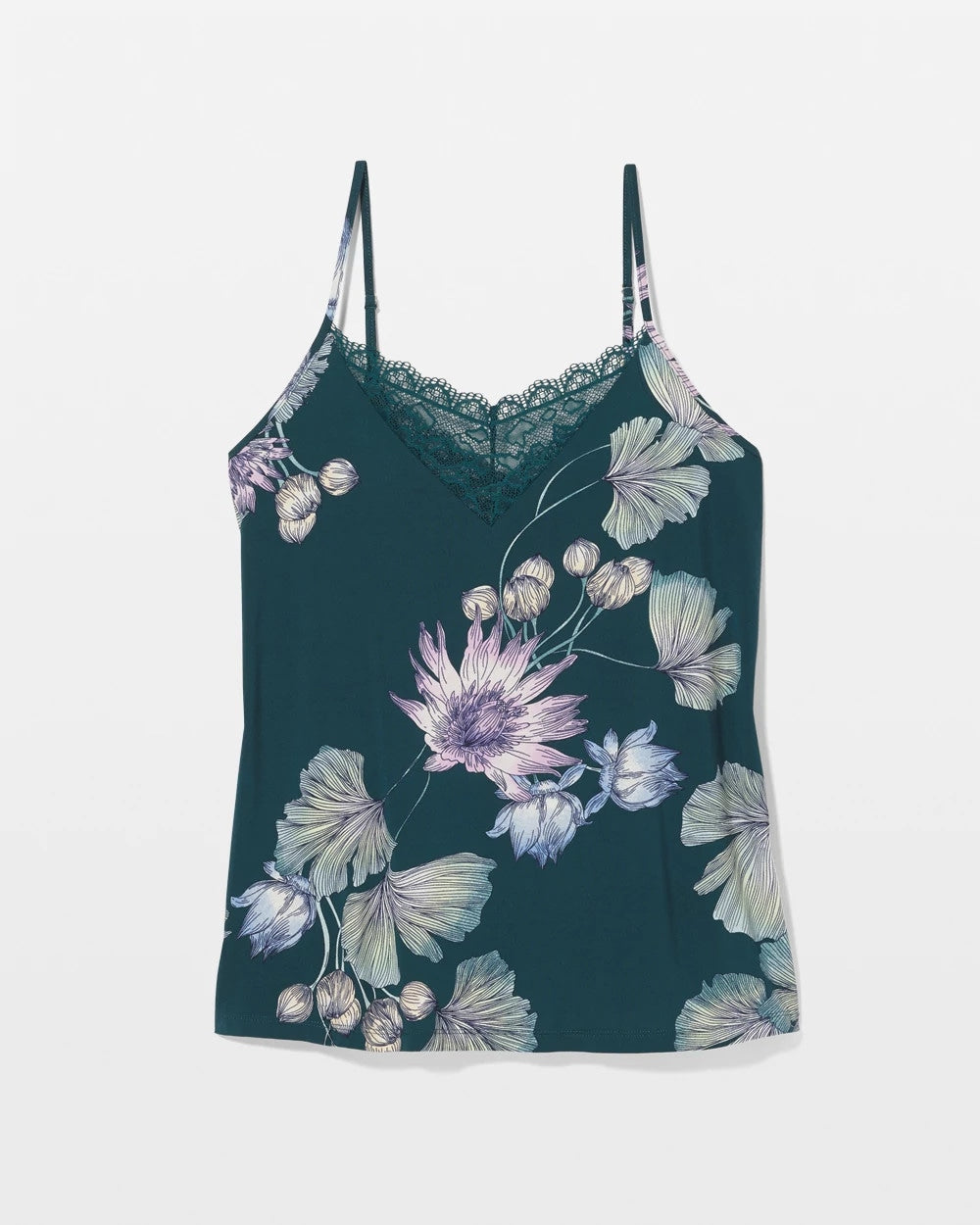HAVEN BOTANICAL DARK SEA - Lace Trim Pajama Cami | Soma