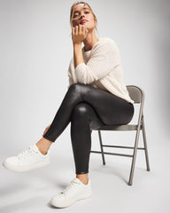 BLACK - High Waist Faux Leather Legging | Soma