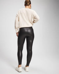 BLACK - High Waist Faux Leather Legging | Soma