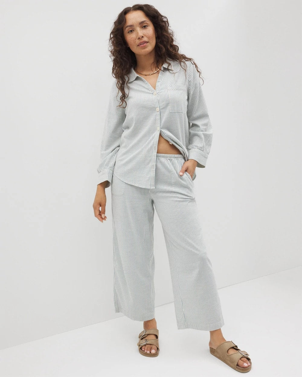 BLUE HEAVEN STRIPE - Beach Cotton Crop Pant | Soma
