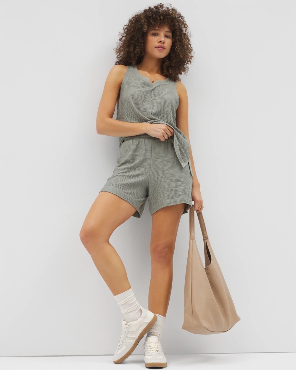 RESTORATION GREEN - Crinkle Knit 5 Inch Short | Soma