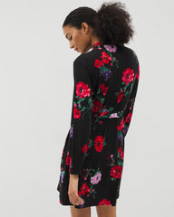 RHAPSODY FLORA BLACK - Long-Sleeve Short Robe | Soma