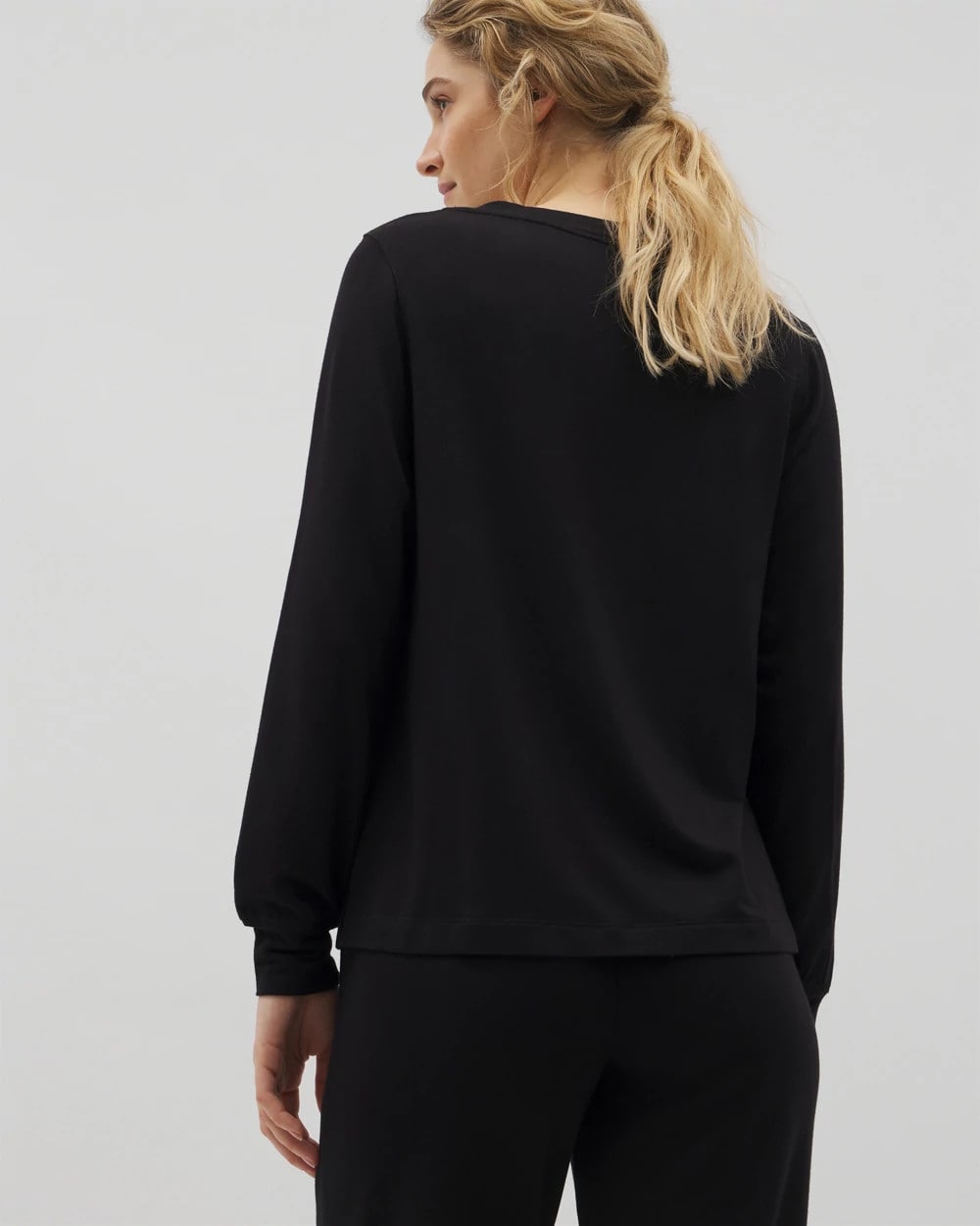BLACK - Long-Sleeve V-Neck Pajama Top | Soma