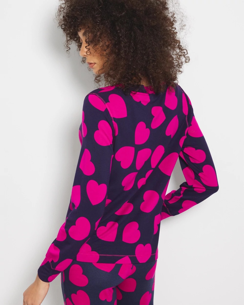 LOVE STRUCK NAVY - Long-Sleeve V-Neck Pajama Top | Soma