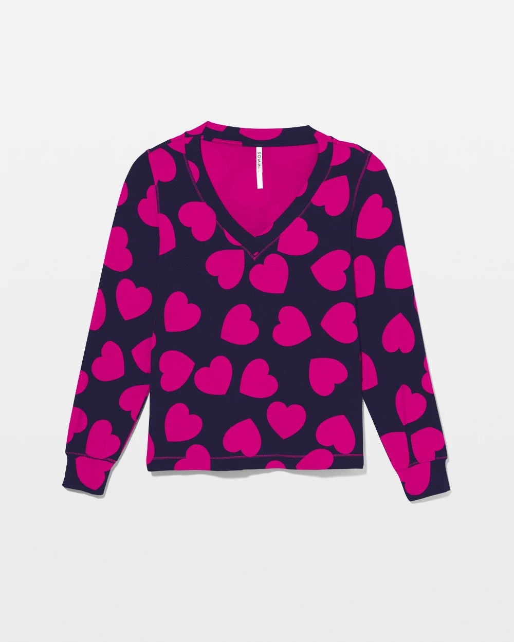 LOVE STRUCK NAVY - Long-Sleeve V-Neck Pajama Top | Soma