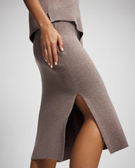 HEATHER FAWN - Premier Knit Sweater Midi Skirt | Soma