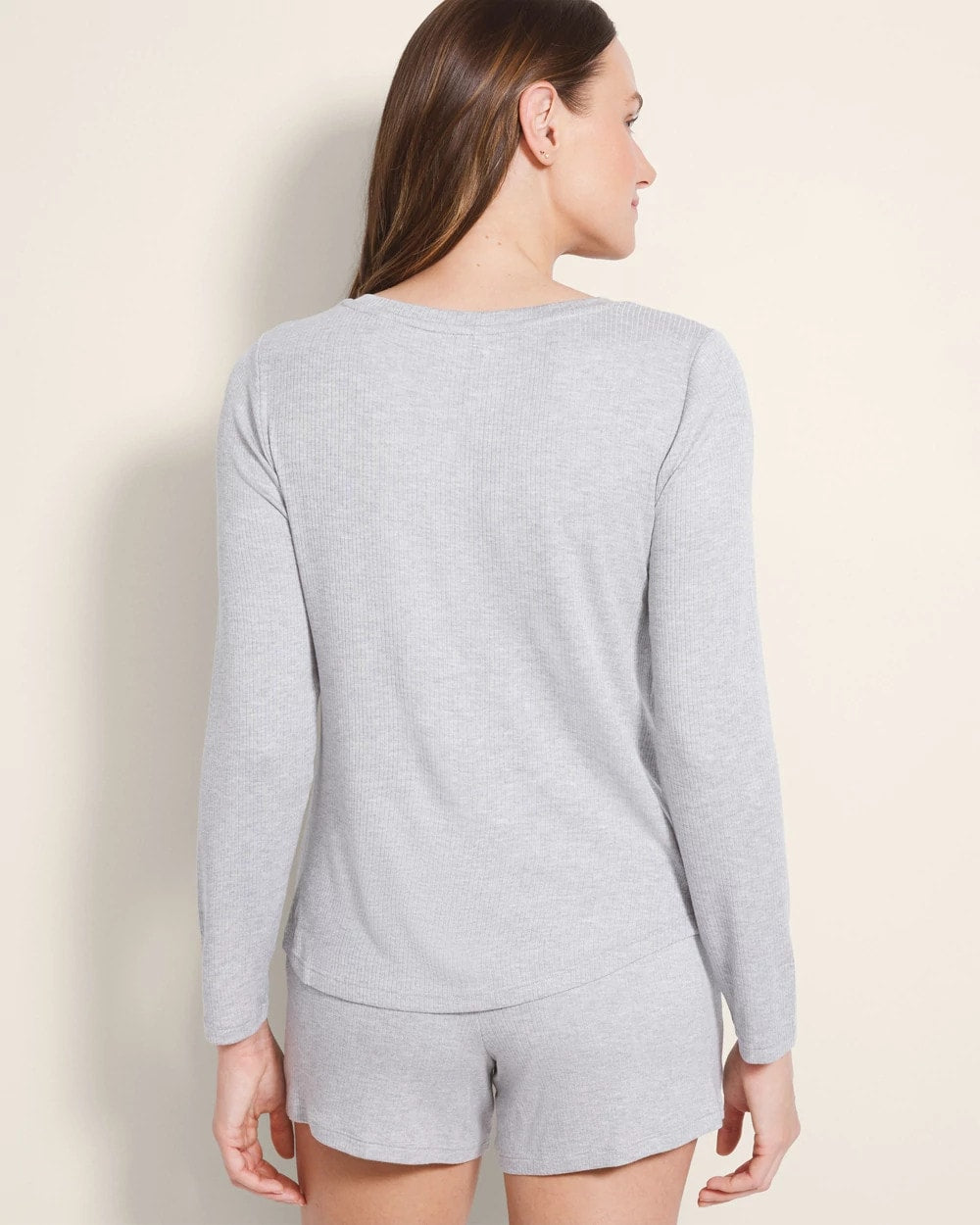 HEATHER OPAL GRAY - Long-Sleeve Pajama Henley | Soma