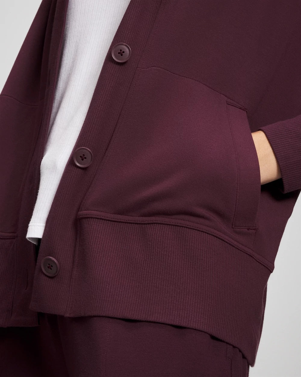 MERLOT - Ultrasoft Fleece Relaxed Button Up Cardigan | Soma