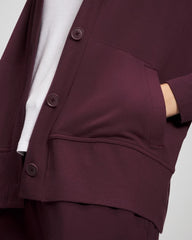 MERLOT - Ultrasoft Fleece Relaxed Button Up Cardigan | Soma