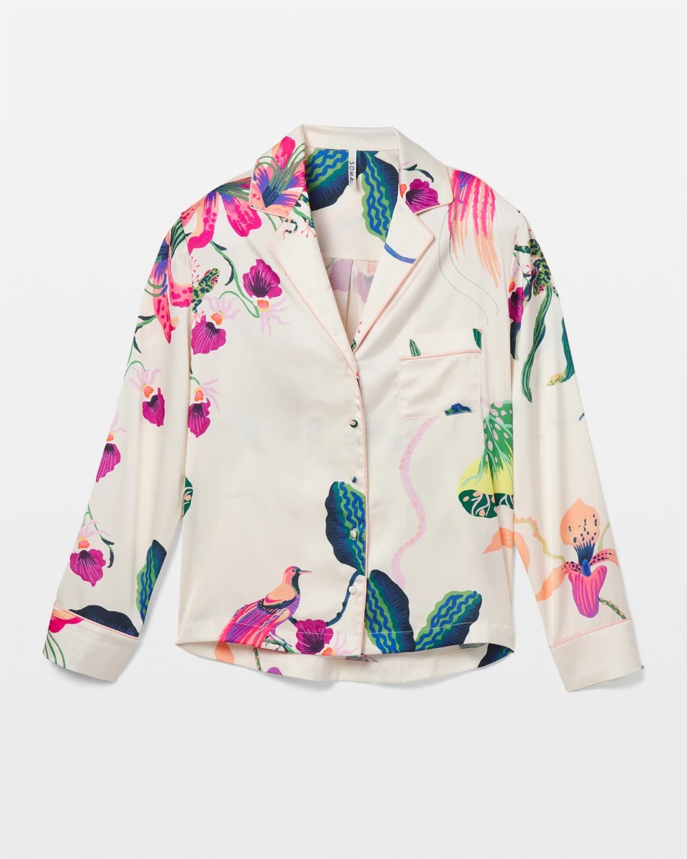 PARADISE SOIREE WHITE SK - Long-Sleeve Notch Collar Pajama Top | Soma