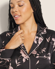 NOSTALGIA FLORA BLACK - Long-Sleeve Notch Collar Pajama Top | Soma