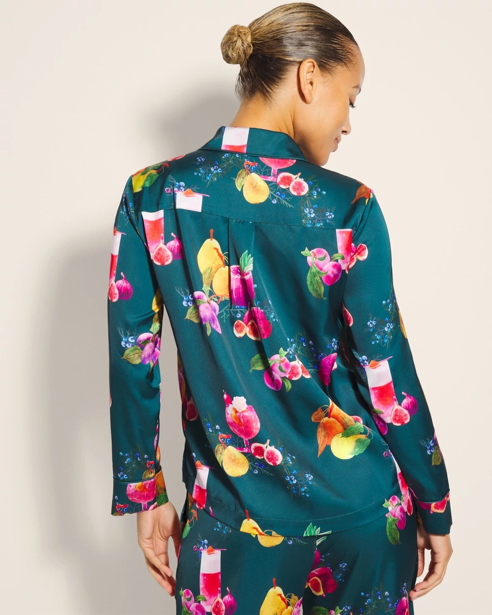 GETTIN FIGGY WITH IT TEAL - Long-Sleeve Notch Collar Pajama Top | Soma
