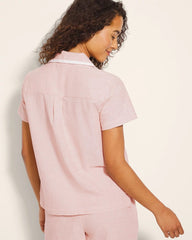CREME BRULEE CROSSDYE - Short-Sleeve Notch Collar Pajama Top | Soma