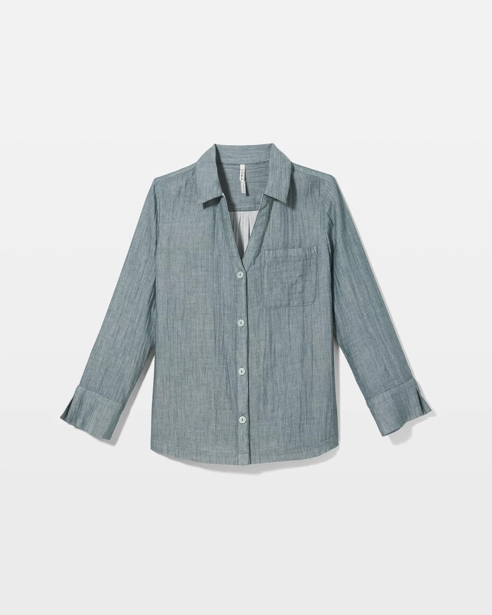 DARK SEA CROSSDYE - Cotton Gauze Long Sleeve Notch Collar Pajama Top | Soma
