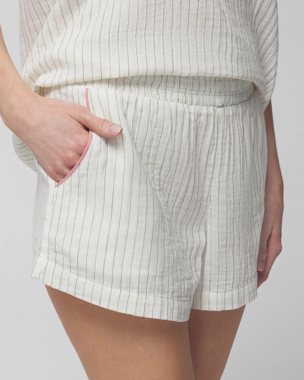 DBL CLOTH BW STRIPE - Pajama Shorts | Soma