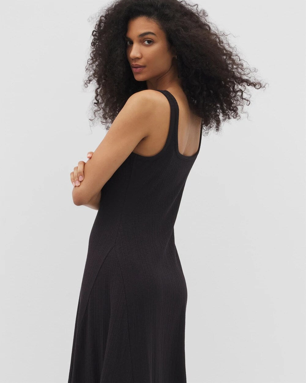BLACK - Rib Square Neck Lounge Dress | Soma