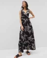 PLUMERIA BLOOMS GRAND BLK - Goddess Tiered Maxi Dress | Soma