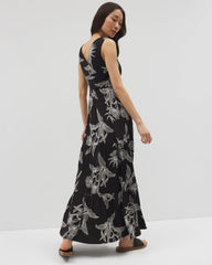 PLUMERIA BLOOMS GRAND BLK - Goddess Tiered Maxi Dress | Soma