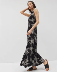 PLUMERIA BLOOMS GRAND BLK - Goddess Tiered Maxi Dress | Soma