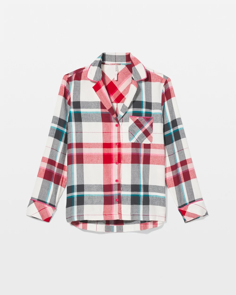 FIRESIDE PLAID CHAMPAGNE - Super Soft Long-Sleeve Notch Collar Pajama Top | Soma