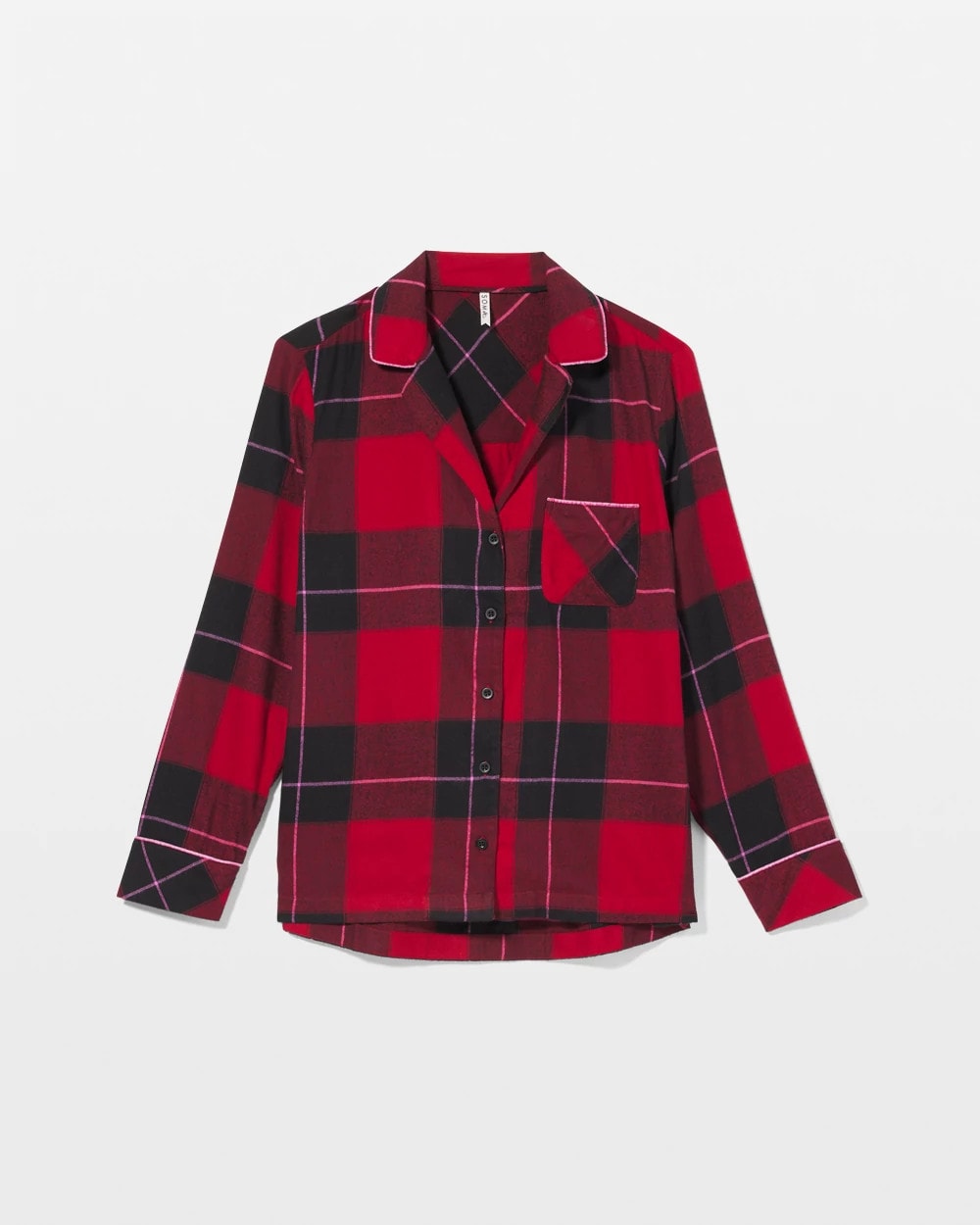 WRAPPED UP PLAID RED - Super Soft Long-Sleeve Notch Collar Pajama Top | Soma