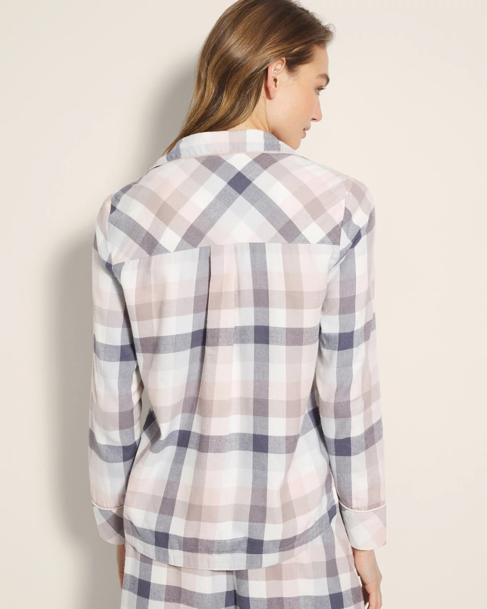 DREAMIEST PLAID GRAY - Super Soft Long-Sleeve Notch Collar Pajama Top | Soma
