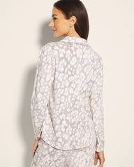 JAGUAR SPOT G SLVR TAUPE - Long-Sleeve Notch Collar Pajama Top | Soma