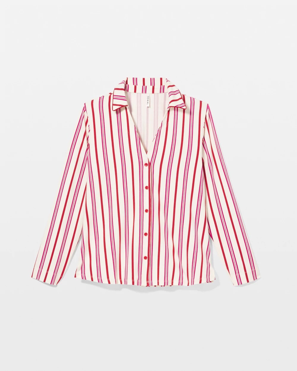 SMART STRIPE CHAMPAGNE - Long-Sleeve Notch Collar Pajama Top | Soma