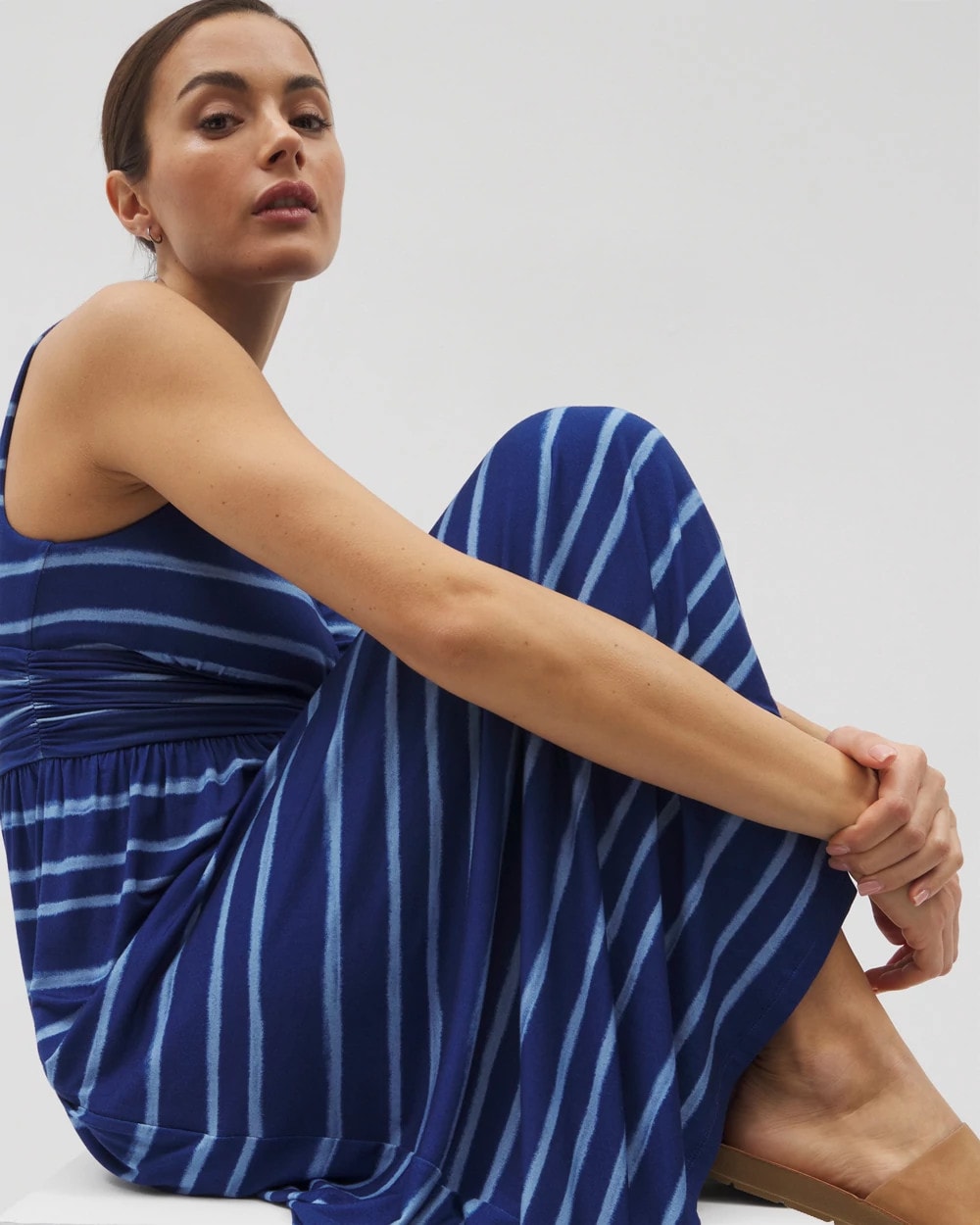 OASIS STRIPE G NAVY PEONY - Goddess Midi Bra Dress | Soma