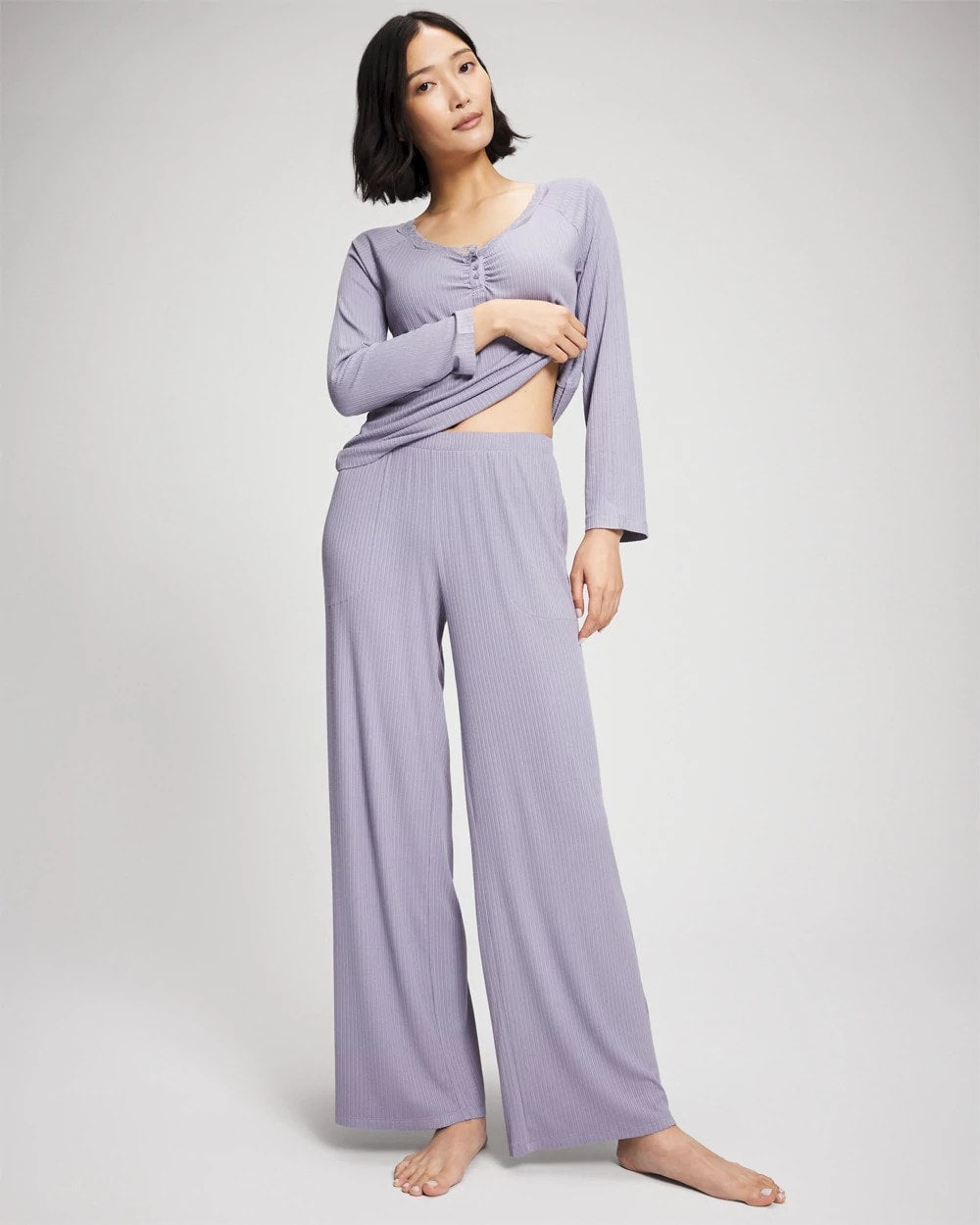 LAVENDER CLOUD - Pointelle Wide Leg Pajama Pant | Soma