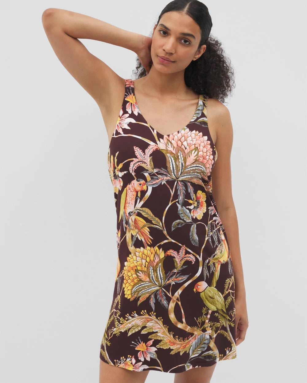 PARROT-DISO PLUME G PLUM - Shirred Strap Chemise | Soma