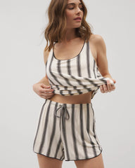 HAMPTON STRIPE BLACK - Printed Pajama Shorts | Soma