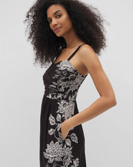 STAMPED FLORAL SCARF BLK - Cabana Handkerchief Bra Dress | Soma