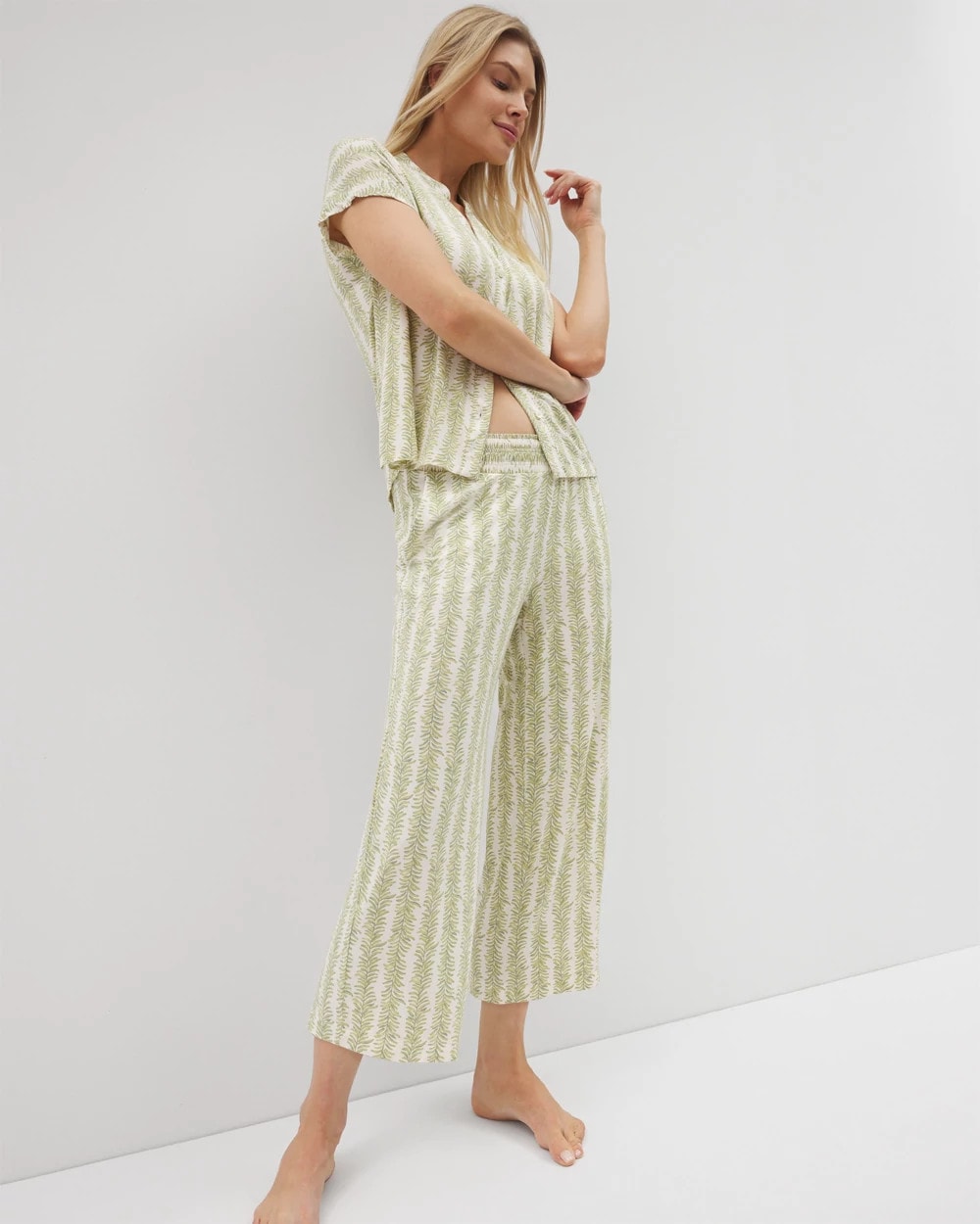 CHILL STRIPE CHAMPAGNE - Cropped Pajama Pants | Soma