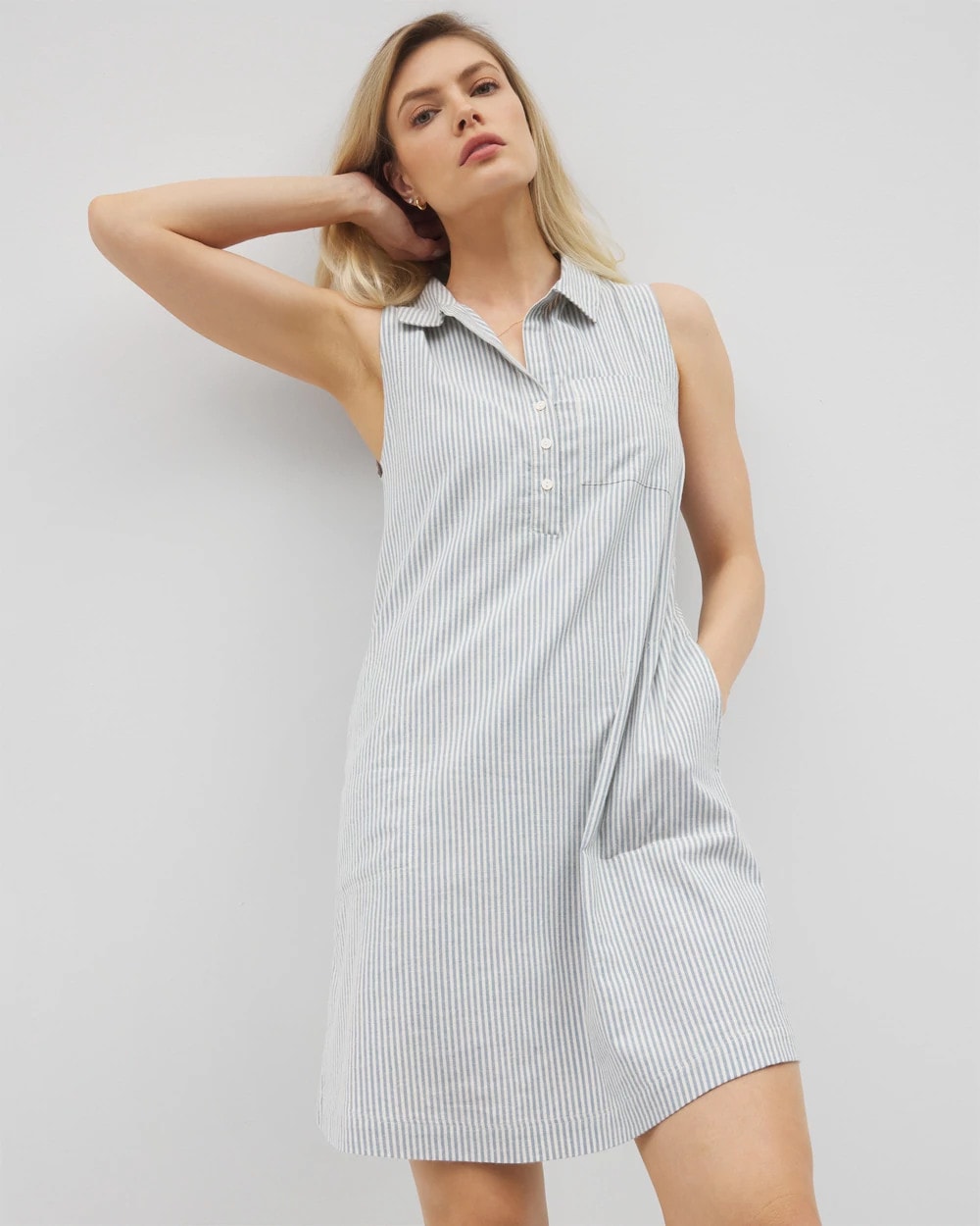 BLUE HEAVEN STRIPE - Beach Cotton Short Dress | Soma